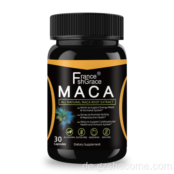 Vegan Maca Ginseng unterstützt Ausdauer Maca -Wurzelkapseln